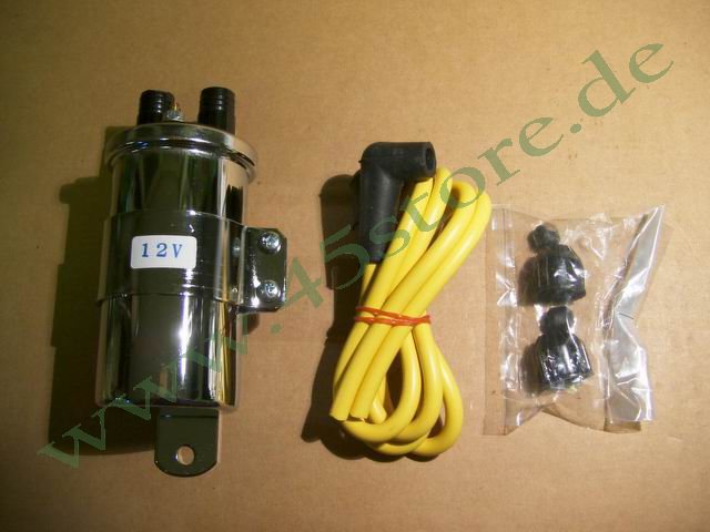 1722-R12 // Zündspule, 12V, rund, Chrom