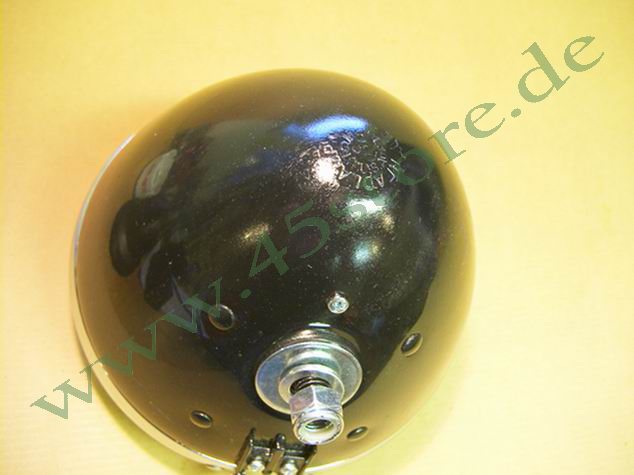 4901-35CR // Scheinwerfer, 6V, Schwarz/Chrom, Original-Replika
