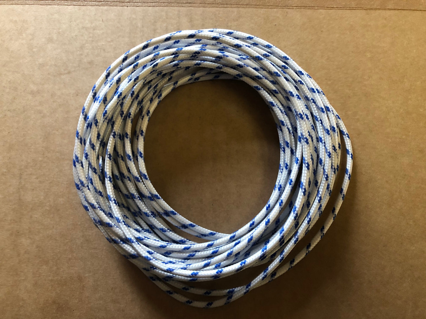 WL28-16 // Kabel, Stoff, 1 Meter, Weiß/Blau